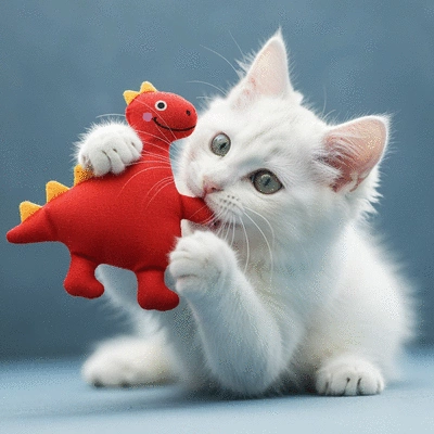 Kitten playing with a safe, CPSC-compliant toy