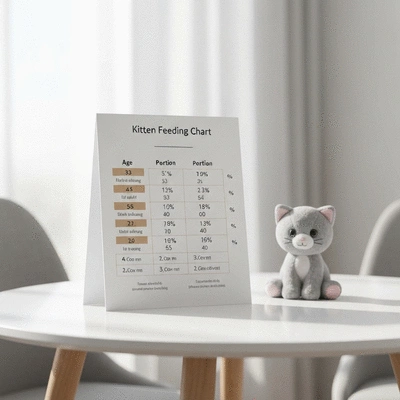 Kitten feeding chart showing age and portions